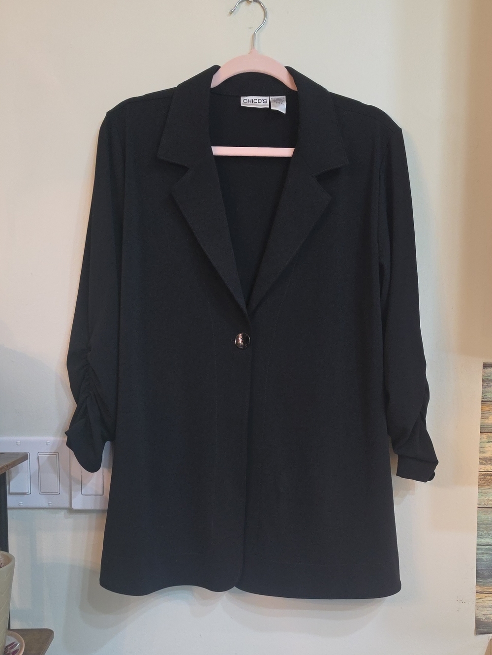 Chico's Black Single-Button Open-Front Blazer